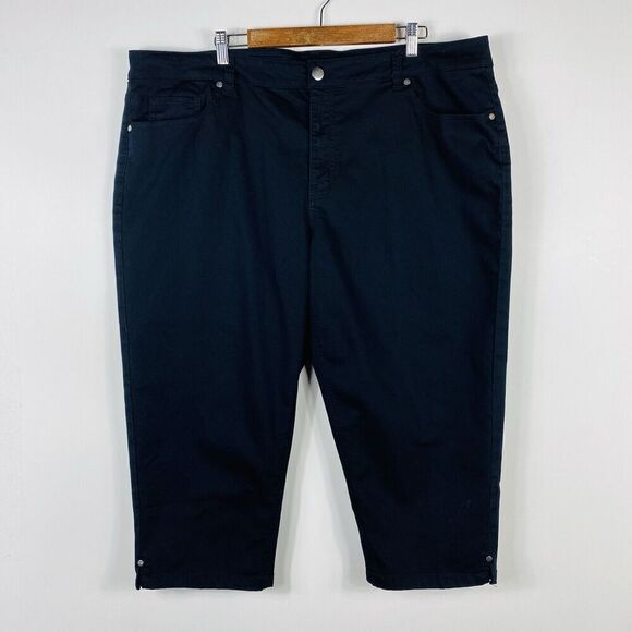 Catherines Plus Size 26 Tall Capri Jeans Black 5-Pocket - Picture 1 of 4